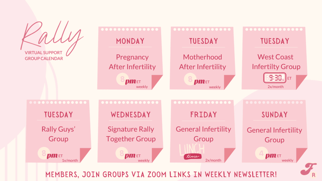 The support groups Fertility Rally offers weekly